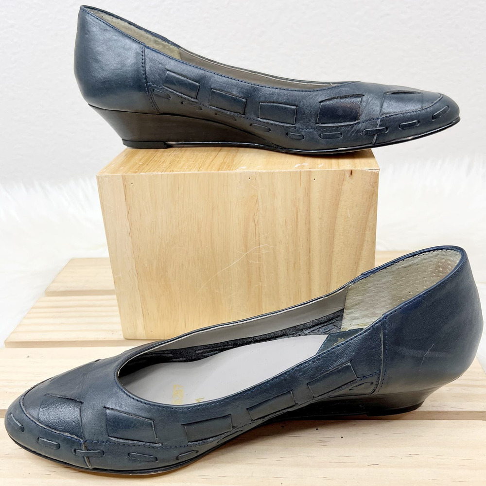 Vintage Sumi Made in Brazil Blue Leather Woven Flats‎ Women's Size 6.5M - Picture 7 of 7